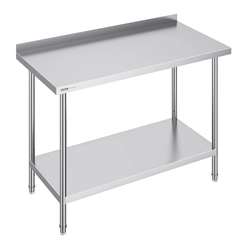 Werktafel – Werkbank – Opstelling – Prep Tafel – RVS Werktafel – 61x122 cm – 3 Verstelbare Planken