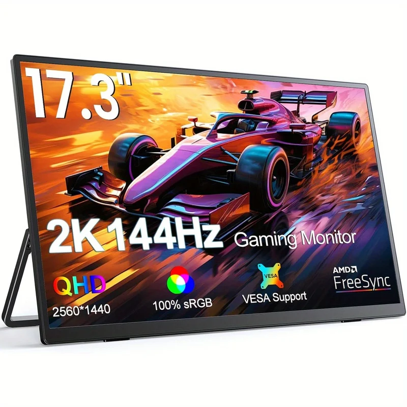 Draagbare Monitor – Mobiel Scherm – Tweede Scherm – Gaming Monitor – IPS Display – 17,3 Inch 2K – 144Hz Verversingssnelheid – 400 Nits Helderheid