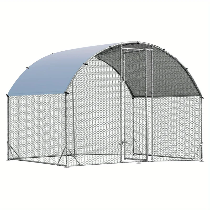 Kippenhok – Kippenren – Pluimveekooien – Buitenren – Dierenhok – Grote Ren 190x280x195 cm – Gegalvaniseerd Metaal – Weerbestendig & Veilig met Slot