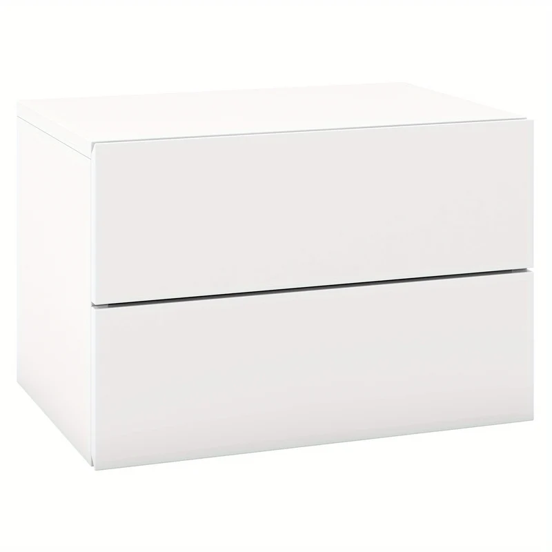 Nachtkastje – Nachtkastjes – Zwevend Kastje – Bijzettafel – Wandkast – Set van 2 – Wit – Metaal – 42x30x28 cm – 2 Lades – Ruimtelijk & Stijlvol