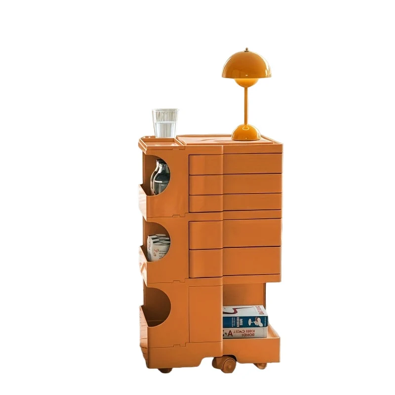 Verrijdbare Opbergkast – Rollende Kast – Organizer – Opbergrekje – Mobiele Kast – Scandinavisch Design – Waterbestendig PVC – Vijf Ruime Schappen – Tangerine