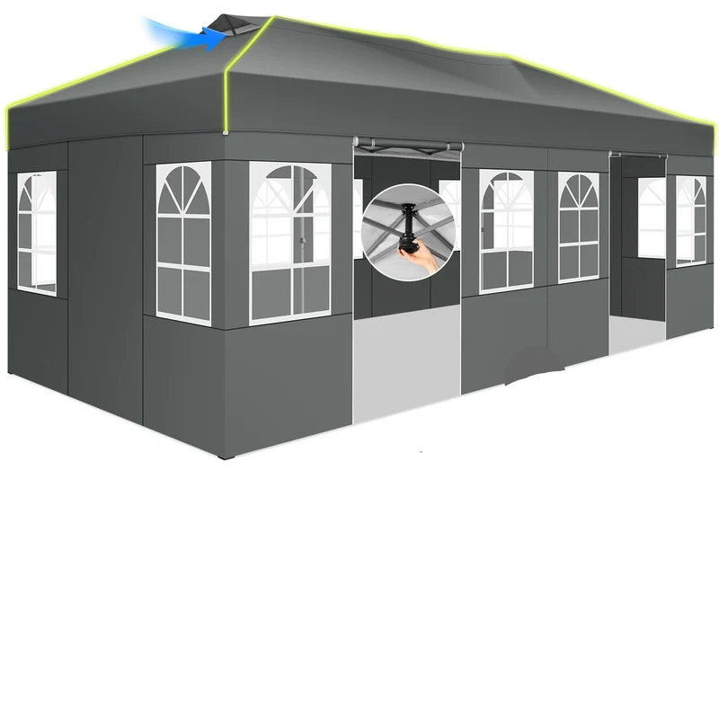 Paviljoen – Partytent – Tuintent – Pergola – Vouwtent – 3x6m – Oxford Doek – Eén-Klik Slotsysteem