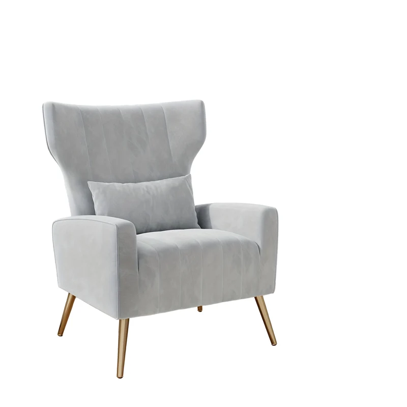 Fauteuil – Relaxstoel – TV Stoel – Loungefauteuil – Vleugelstoel – Velvet Bekleding – Gouden Metalen Poten – Maximaal 130 kg