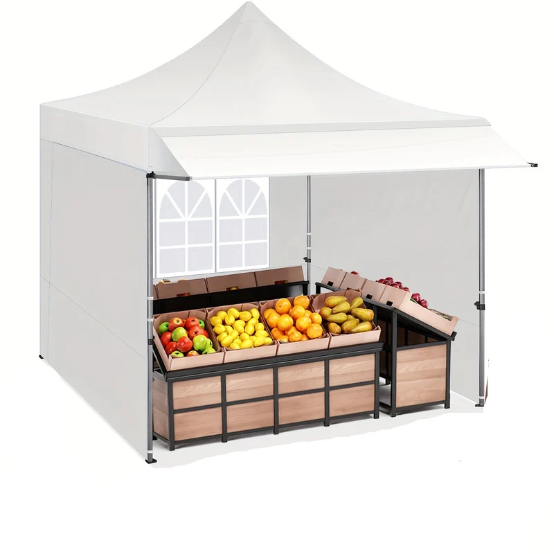 Pop-up Tent – Vouwtent – Markt Tent – Partytent – Camping Tent – 3,05x3,05 Meter – 3 Afneembare Zijwanden – 3 Verstelbare Hoogtes – Inclusief Draagtas – Aluminium Frame