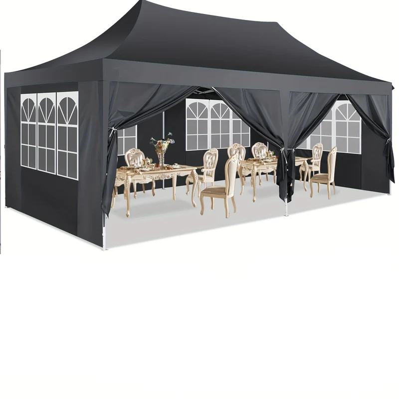 Partytent – Paviljoen – Feesttent – Tuintent – Schaduwtent – Pop-up – 3,05x6,1 m – Verstelbare Hoogte – 6 Verwijderbare Zijwanden