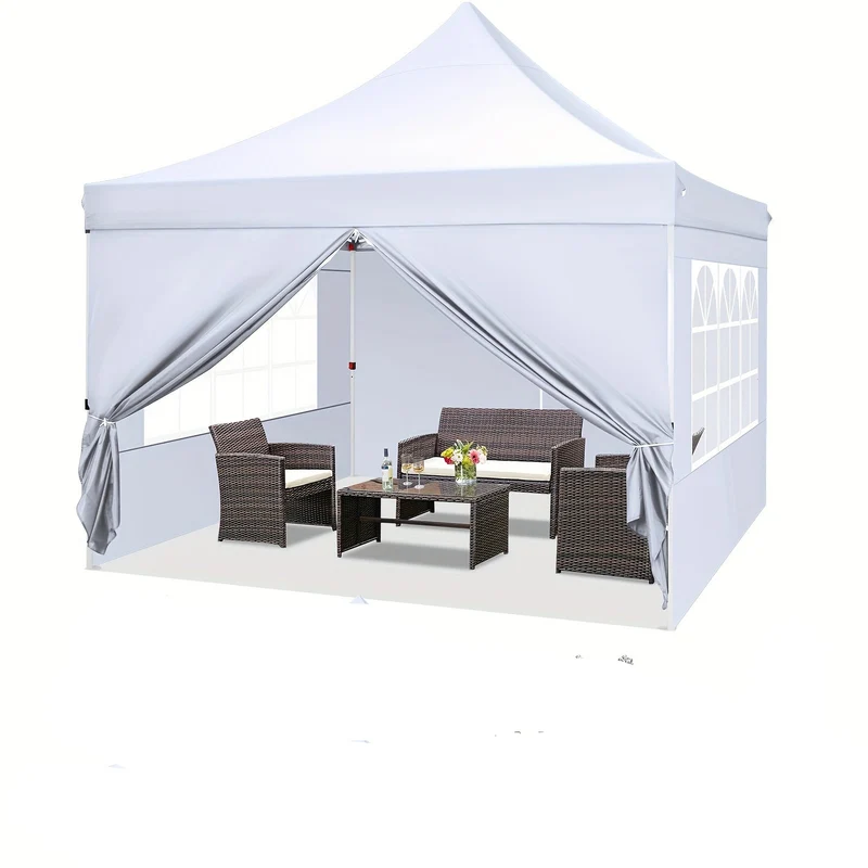 Partytent – Pop-up Tent – Paviljoen – Feesttent – Tuinentent – 3,05x3,05 Meter – Verstelbare Hoogte – 4 Zijwanden Inclusief
