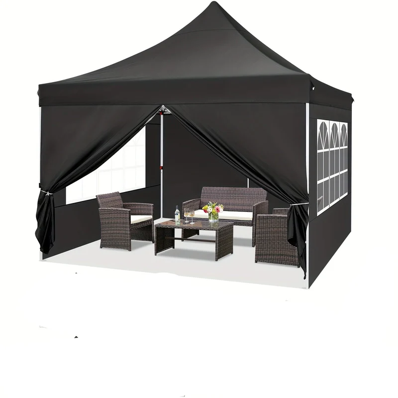 Partytent – Paviljoen – Tuintent – Paviljoen Tent – Overkapping – Pop-up – 3,05x3,05 m – Verstelbare Hoogte – Inclusief 4 Zijwanden