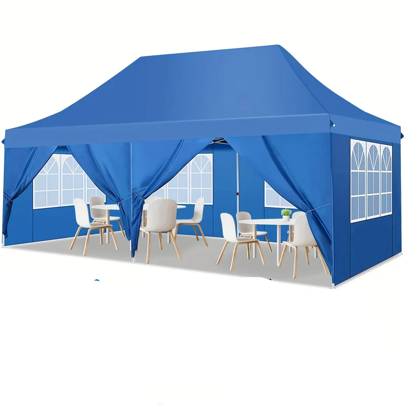 Partytent – Paviljoen – Feesttent – Tuintent – Overkapping – 3x6 Meter – Pop-Up Met Afneembare Zijkanten – Stevig Metalen Frame