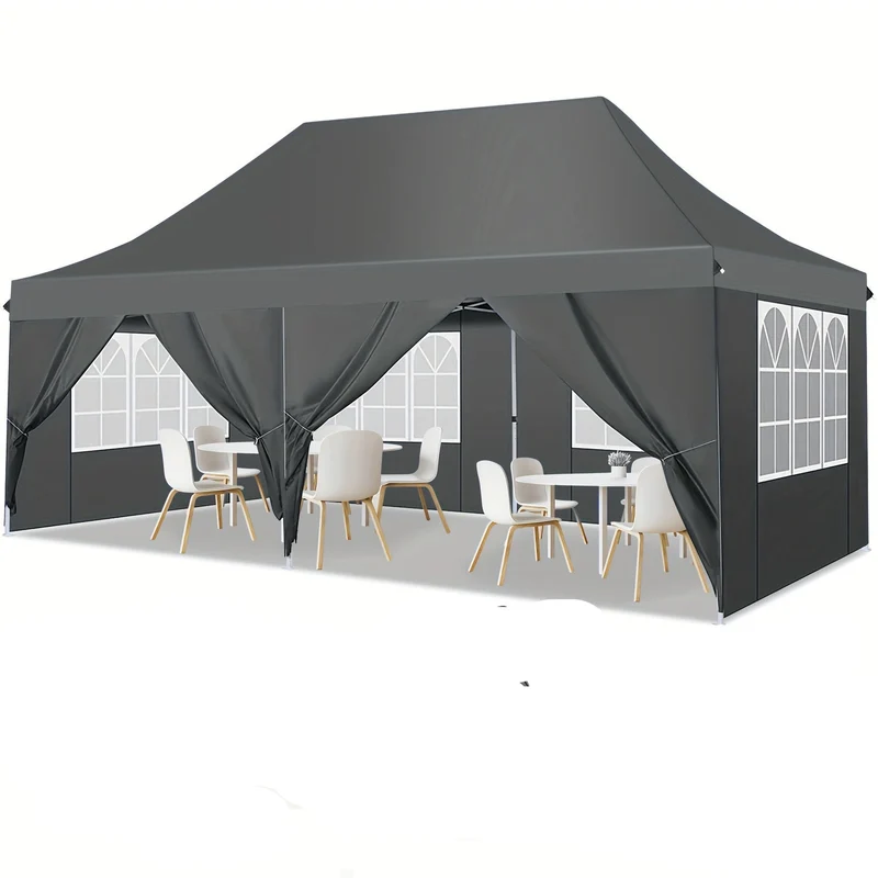 Pop-up Partytent – Partytent Met Zijwanden – Paviljoen – Tent Voor Buiten – Markt Tent – Grijs – 20m² Ruimte – Lichtgewicht Aluminium Frame