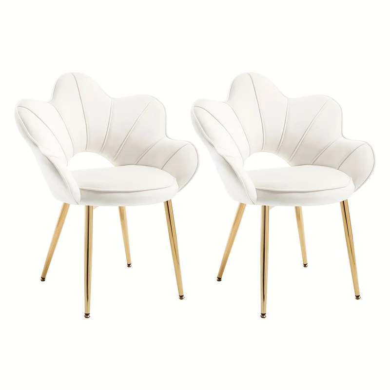 Loungefauteuil – Lounge Stoel – Relaxfauteuil – Fauteuil – Velvet Stoel – Set Van 2 – Ergonomische Bloemvormige Rugleuning – Goud Metalen Frame