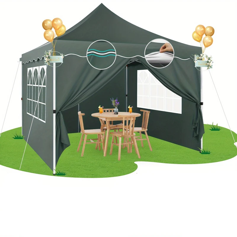 Partytent – Paviljoen – Feesttent – Tuintent – Overkapping – 3x3 Meter – Opvouwbaar Met Afneembare Zijwanden – Gepolsterd Aluminium Frame