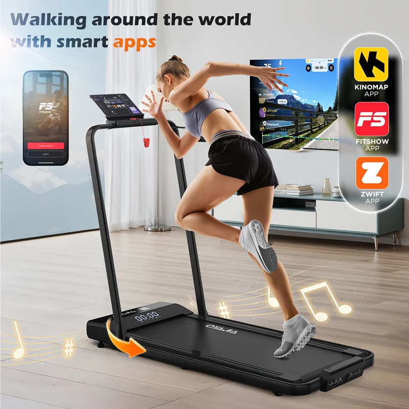 Loopband – Thuisloopband – Wandelapparaat – Fitnessband – Inklapbare Loopband Met Handrails – 12 Trainingsprogramma’s – Fluisterstille 0,75 PK Motor