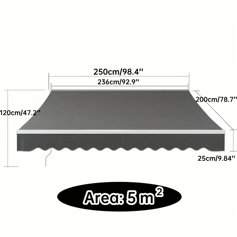 Zonnescherm Uittrekbare Zonwering – Uitschuifbaar Schaduwdoek – Sun Sail – Balkonzonwering – UV Bescherming – 250x200 cm – Handmatige Slinger – Duurzaam Legering Frame
