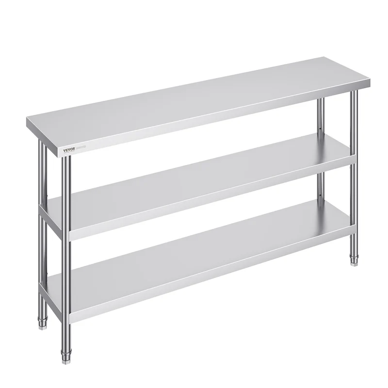 Werktafel – Werkbank – Inklapbare Werktafel – Opbergtafel – Metaaltafel – Roestvrij Staal – 152x86x35 cm – 2 Verstelbare Legplanken
