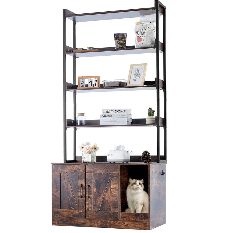 Kattenbak Kast – Kattenbak Meubel – Kattenbak Oplossing – Kattenbak Verstopper – Kattenbak Kabinet – Houten Kast Met Opbergruimte – Ventilatie En Krabmateriaal – Draagvermogen 68 Kg