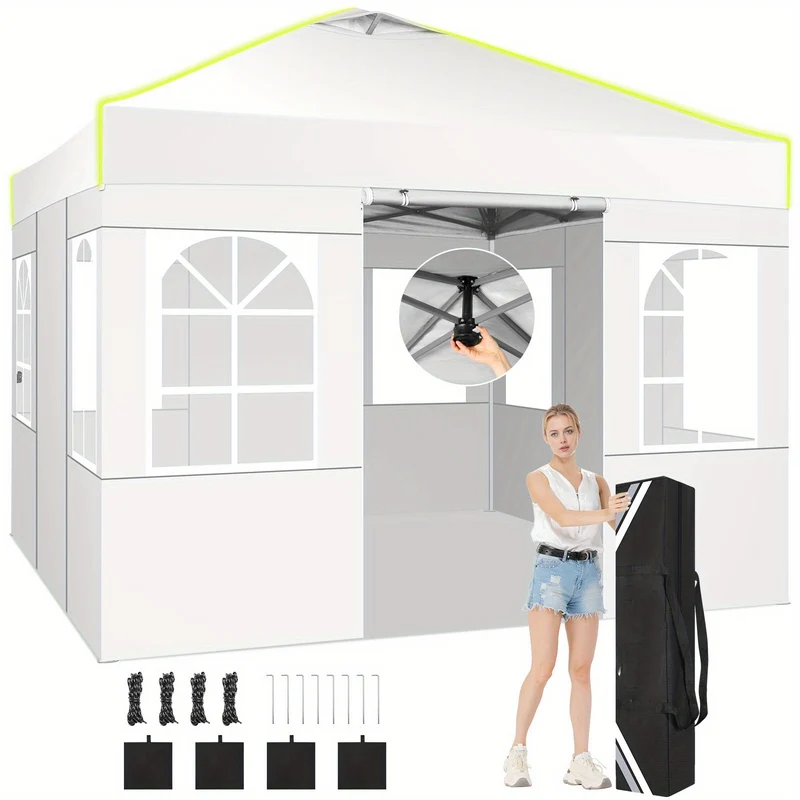 Pop-up Tent – Canopy Tent – Vouwtent – Markttent – Partytent – Wit – 3,05x3,05 Meter – UPF 50+ Bescherming – Verstelbare Hoogte met Ventilatie
