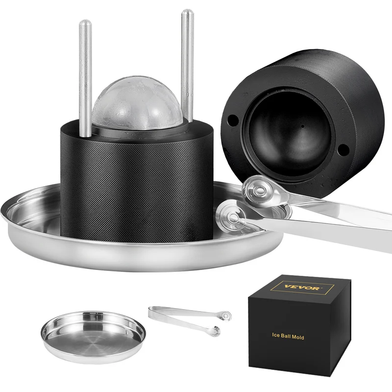 Ijsballenmaker – Ijsbalmaker – IJsblokjesvorm – Ice Cube Mold – Whiskey Ijsballen Pers – Aluminium – Ø 60 mm Grote Ronde Ijsballen
