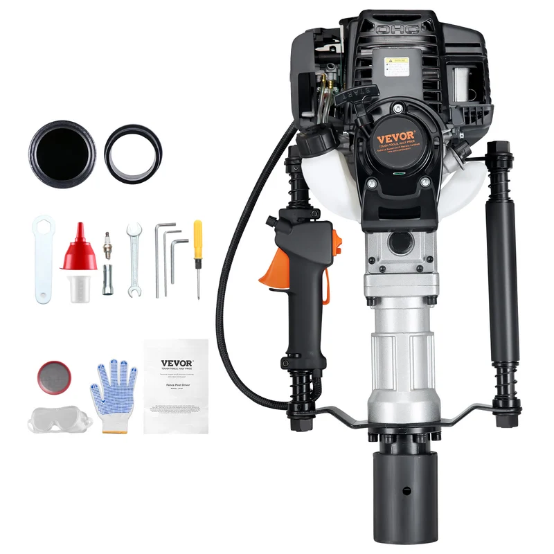 Hefpalenrammer – Palenrammer – Paalhamer – Afrasteringshamer – Benzinepaalhamer – 37,7cc 4-Takt Motor – Twee Hulsdiameters 55mm en 70mm