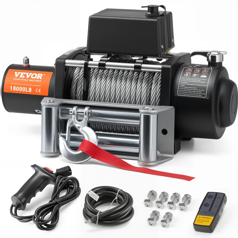 Elektrische Lier – Elektrische Takel – Winch – Kabellier – Bumperlier – 8165 kg Trekkracht – IP65 Waterdicht Met Draadloze Afstandsbediening