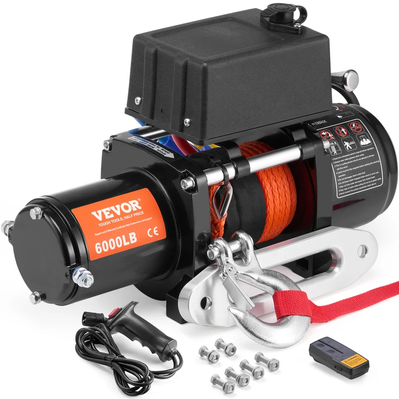 Elektrische Lier – Winch – Takel – Kabellier – Draadloze Afstandsbediening – 2721,6 kg Trekkracht – Waterdicht IP55 Synthetisch Touw