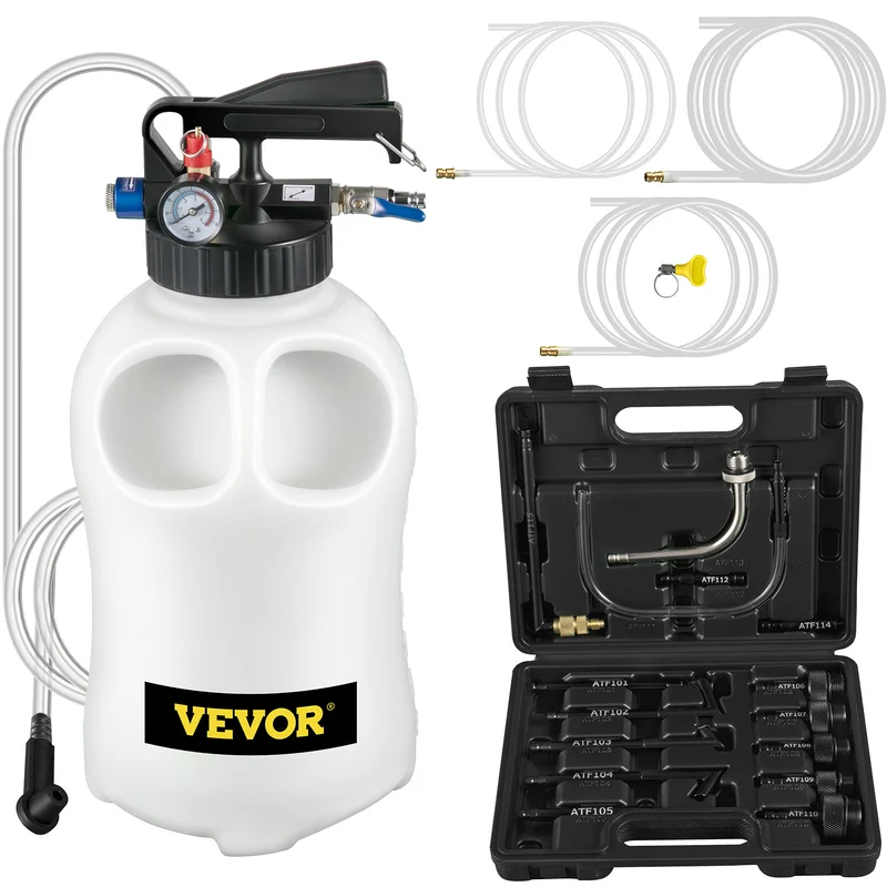 Automaatvloeistofpomp – Transmissievloeistofpomp – Overhevelingspomp – Vloeistofdispenser – Oliepomp – 10 Liter Grote Inhoud – Inclusief 14 Adapters