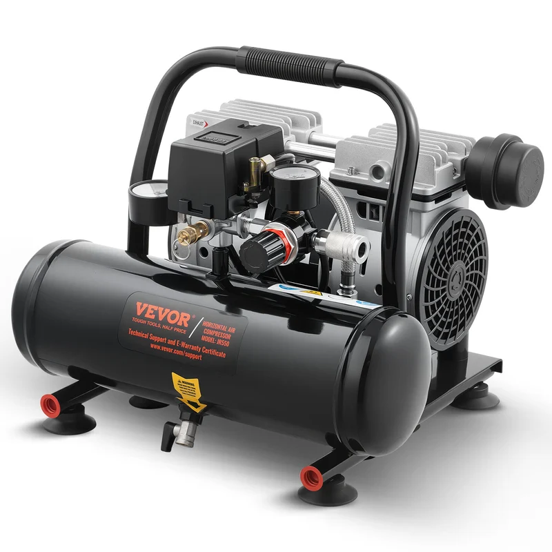 Luchtcompressor – Mini Compressor – Aircompressor – Pneumatische Compressor – Olievrij – Compact en Stil – 635W Motor – 1,5 CFM Bij 90 PSI – Zwart