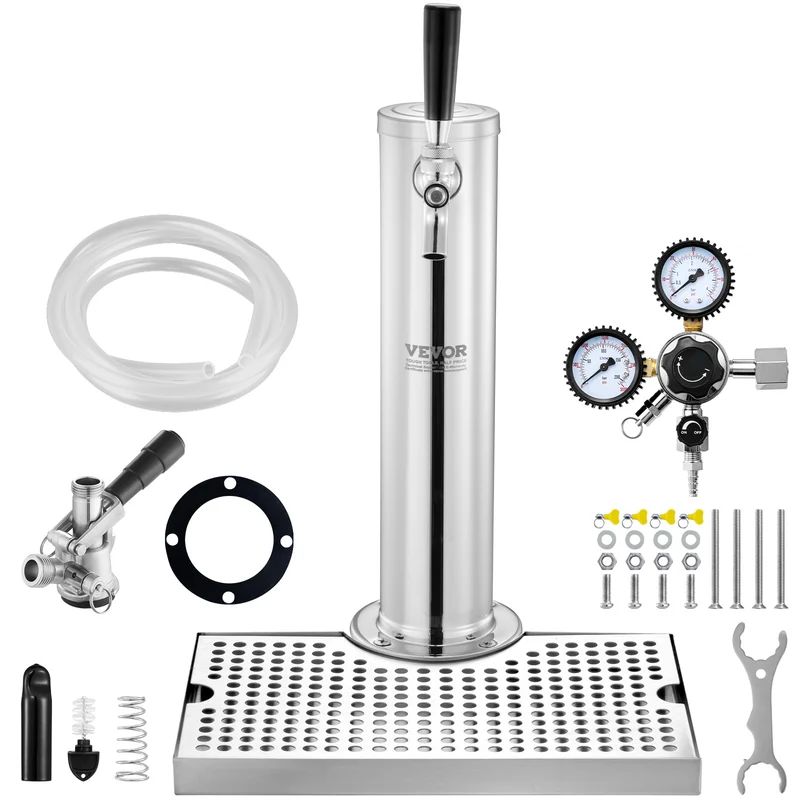 Bierkraan Toren – Bierkoeler – Biertap – Tapinstallatie – Kegerator – RVS 304 Staal – Duale Drukmeter W21.8