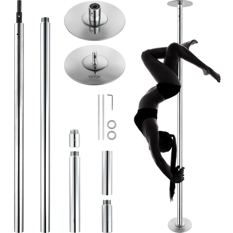 Danspaal – Danspilaar – Pole Dance Paal – Danspilaar Standaard – Roestvrij Staal – 45mm Diameter – Verstelbare Hoogte – Draaiend en Vast