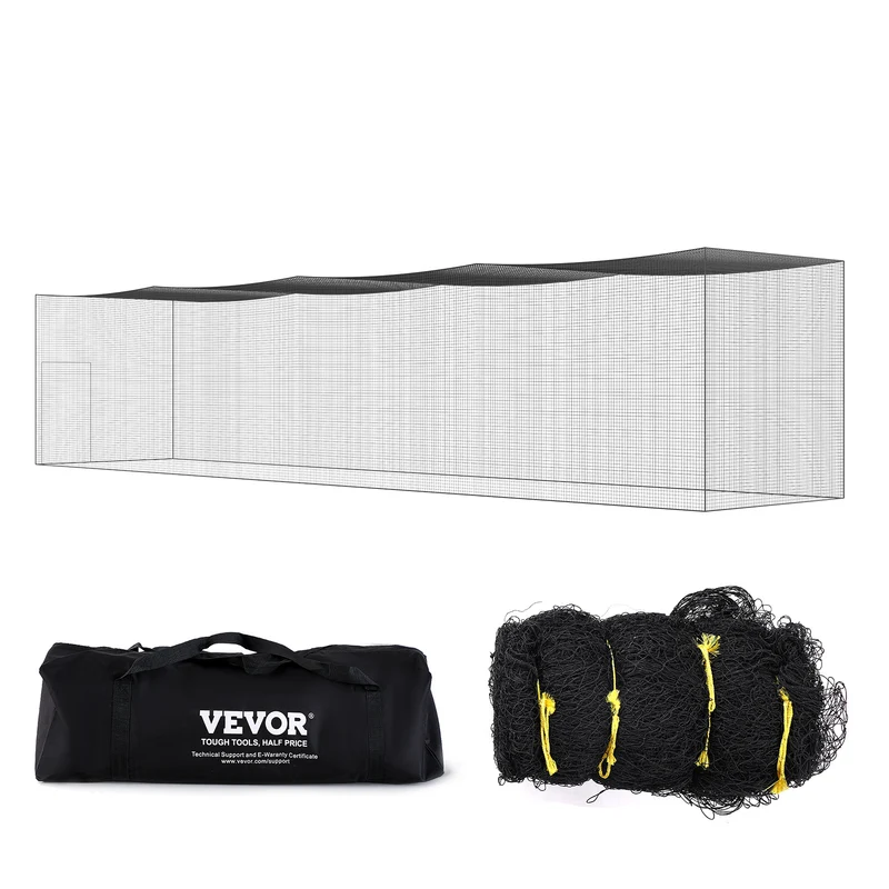 Baseballnet – Batting Cage Net – Trainingsnet – Honkbalnet – Softbalnet – Professioneel En Volledig Omsloten – 16,8x3,7x3,7 Meter – Duurzaam PE Materiaal Met Deur En Draagtas