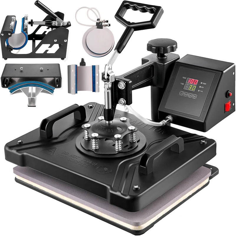 Hittepers – Transferpers – Sublimatiepers – T-shirtpers – Mokkenpers – 6-in-1 Multifunctioneel – Digitaal LCD-Scherm – 30x38 cm Hitteplaat