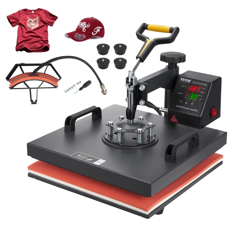 Warmtepers – Sublimatiepers – Transferpers – T-shirtpers – Pettenpers – 38x38 cm Platte Persplaat – Digitale Temperatuur- en Tijdregeling