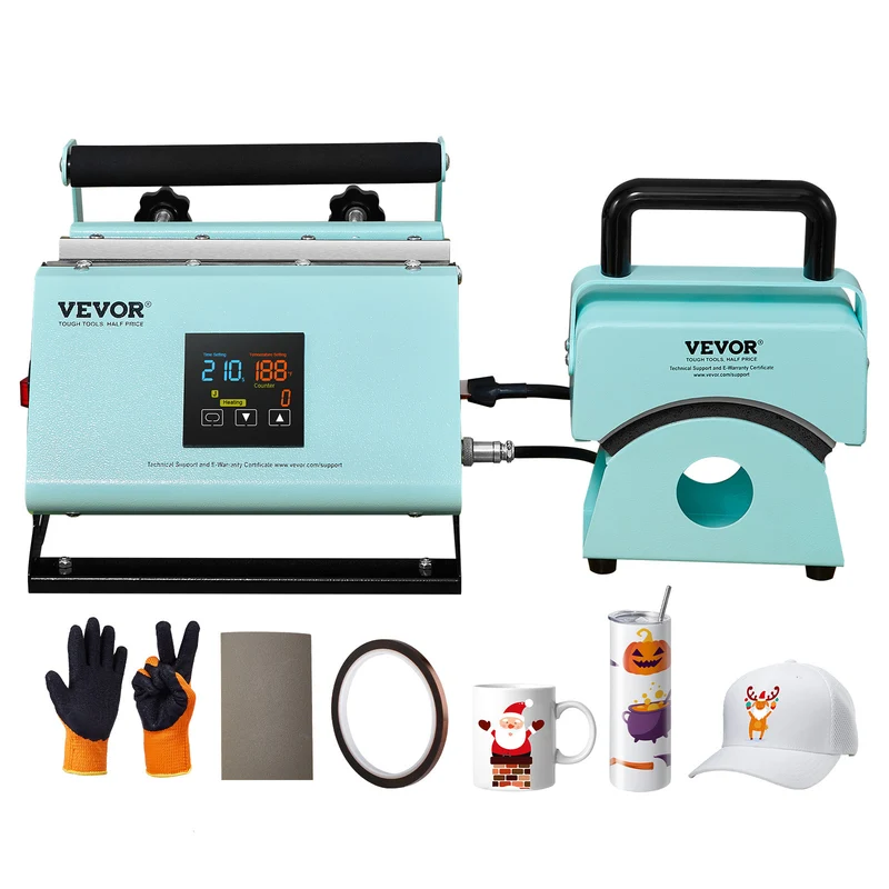 Warmtepers – Mokkenpers – Pettenpers – Sublimatiepers – Drukpers – 2-in-1 Warmtepers voor Mokken en Petten – Keramisch Gecoate Heaters – Temperatuurbereik 40-205°C