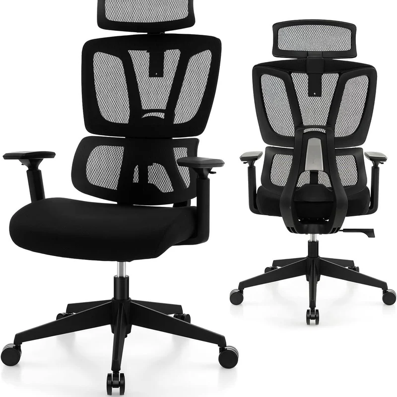 Ergonomische Bureaustoel – Kantoorstoel – Werkstoel – Draaistoel – Bureaustoel Verstelbaar – Lordose Ondersteuning – Verstelbare Hoofdsteun – 160 Kg Draagvermogen