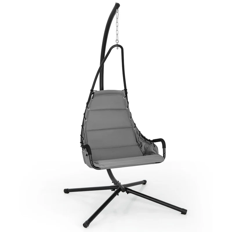 Hangstoel – Hangstoel Met Frame – Hangstoel Voor Binnen En Buiten – Hangstoel Schommel – Relaxstoel – Extra Grote Gevoerde Zitting – Stevig Metalen Frame