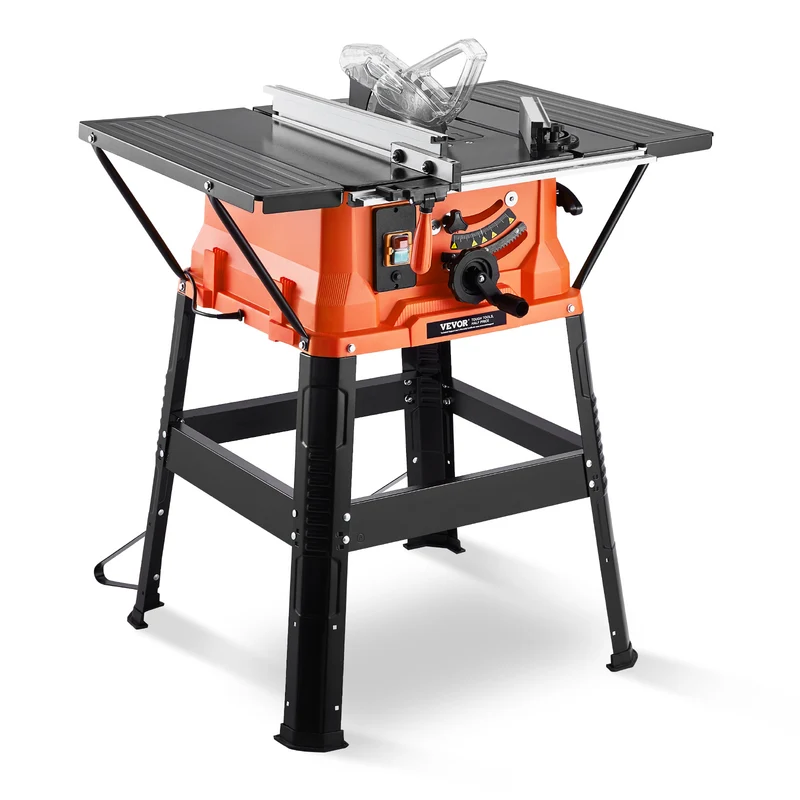 Tafelzaag – Cirkelzaag – Zaagtafel – Houtzaag – Compacte Zaag – Met Standaard – 1800W Motor – 200mm Zaagcapaciteit – Rood-Zwart