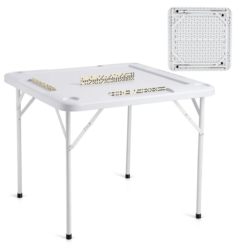 Mahjongtafel – Speeltafel – Kaarttafel – Inklapbare Tafel – Bordspel Tafel – Waterbestendig PE Materiaal – 4 Bekerhouders & Chiplades