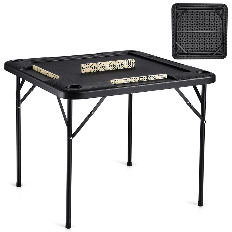 mahjongtafel – opvouwbare speeltafel – kaarttafel – domino tafel – speelkaarttafel – voor 4 spelers – inklapbaar en waterbestendig HDPE – roestvrijstalen frame