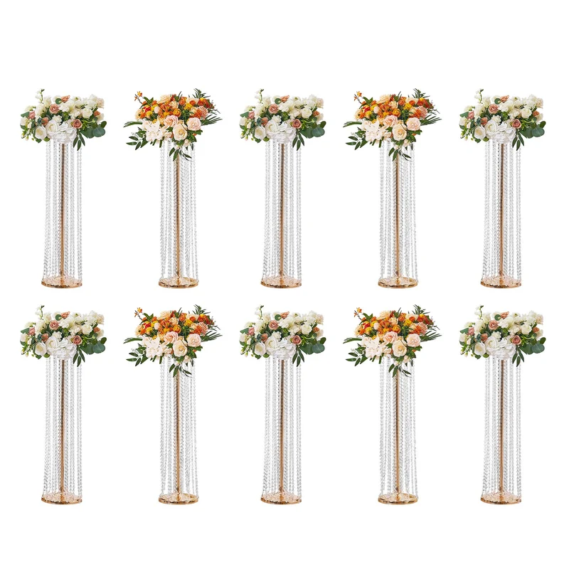 Bloemenstandaard – Plantenstandaard – Bloemenrek – Plantenrek – Bloementrap – Kristallen Design – 90 cm Hoog – Goud Metalen Frame