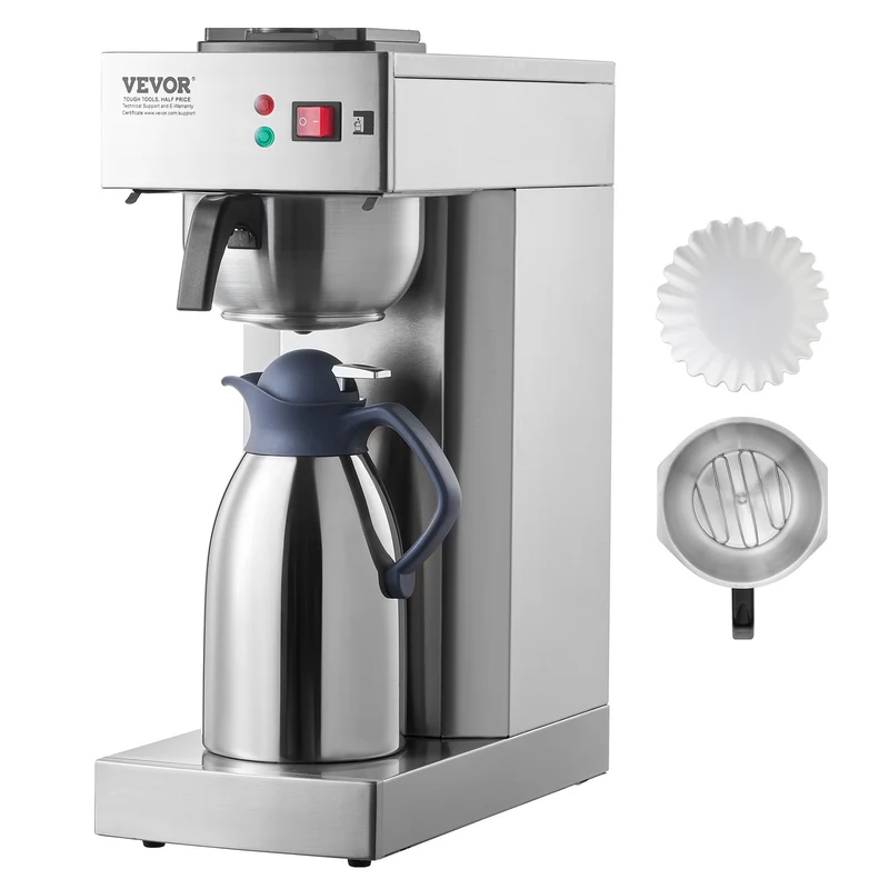Filterkoffiezetapparaat – Koffiezetter – Koffiemachine – Dripkoffiezetter – Thermoskan – 12 Kopjes Capaciteit – Roestvrijstalen Behuizing