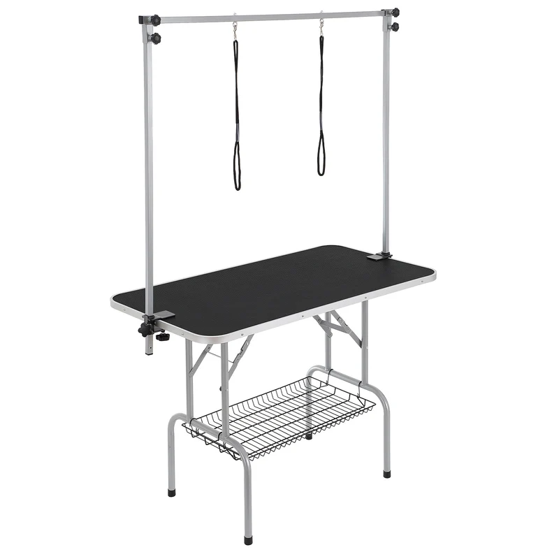 Hondentafel – Trimtafel – Verzorgingstafel – Kaptafel – Hondentrimtafel – Roestvrij Staal – Inklapbaar & Verstelbaar Opbergvak