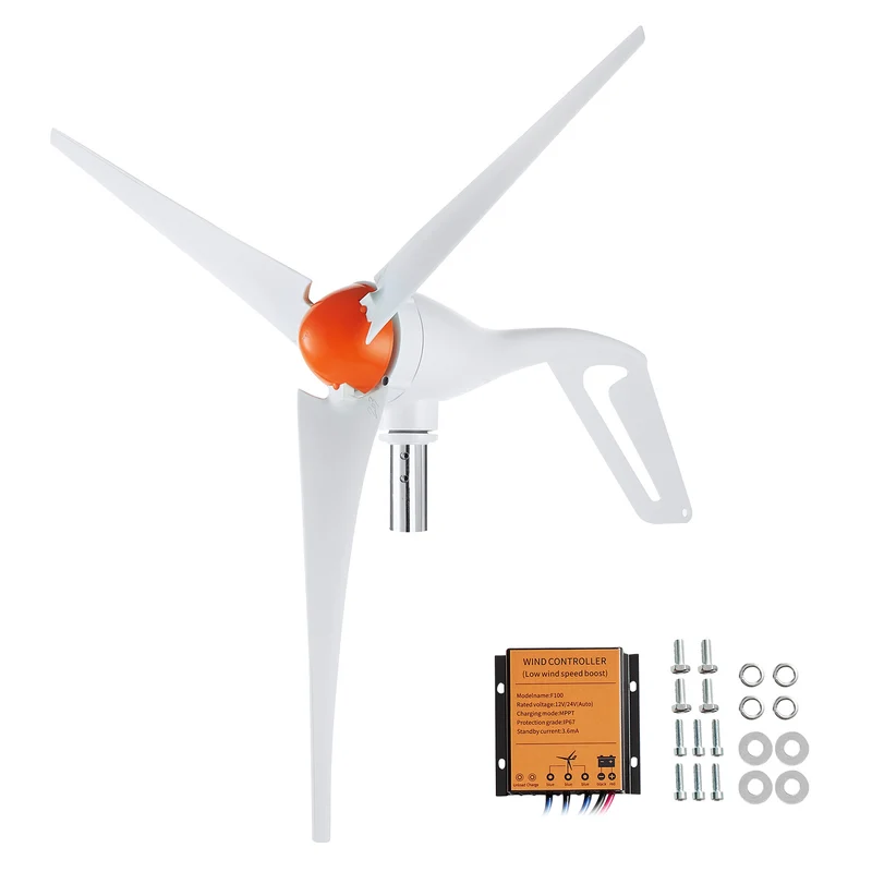 Windturbine Generator – Windmolen – Windgenerator – Windenergie Systeem – Windkrachtinstallatie – Stil Geluid 55dB – 500W – Glasvezel Bladen & MPPT Controller