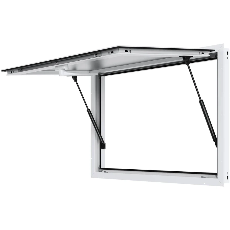 Foodtruck Luifel – Serveerruit – Uitgifteraam – Verkoopkraam Raam – Schuifraam – Aluminium Frame – 48"x36" – Hydraulische Steunen – Met Slot & Zonnescherm