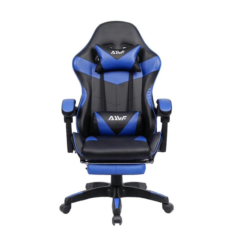 Ergonomische Gamingstoel – Bureaustoel – Gamedraaistoel – Werkstoel – Bureauzetel – Met Verstelbare Voetsteun – 360° Draaibaar Met Hoofdsteun - Blauw