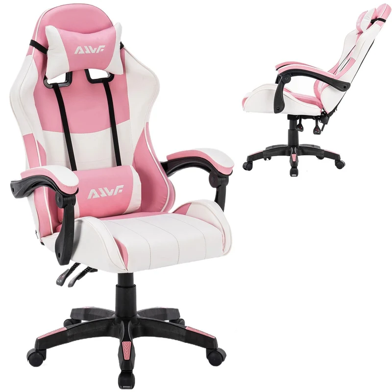 Gamingstoel – Gamestoel – Gaming Chair – Game Stoel – Bureaustoel – Ergonomisch Design – Verstelbare Rugleuning & Zithoogte – Roze