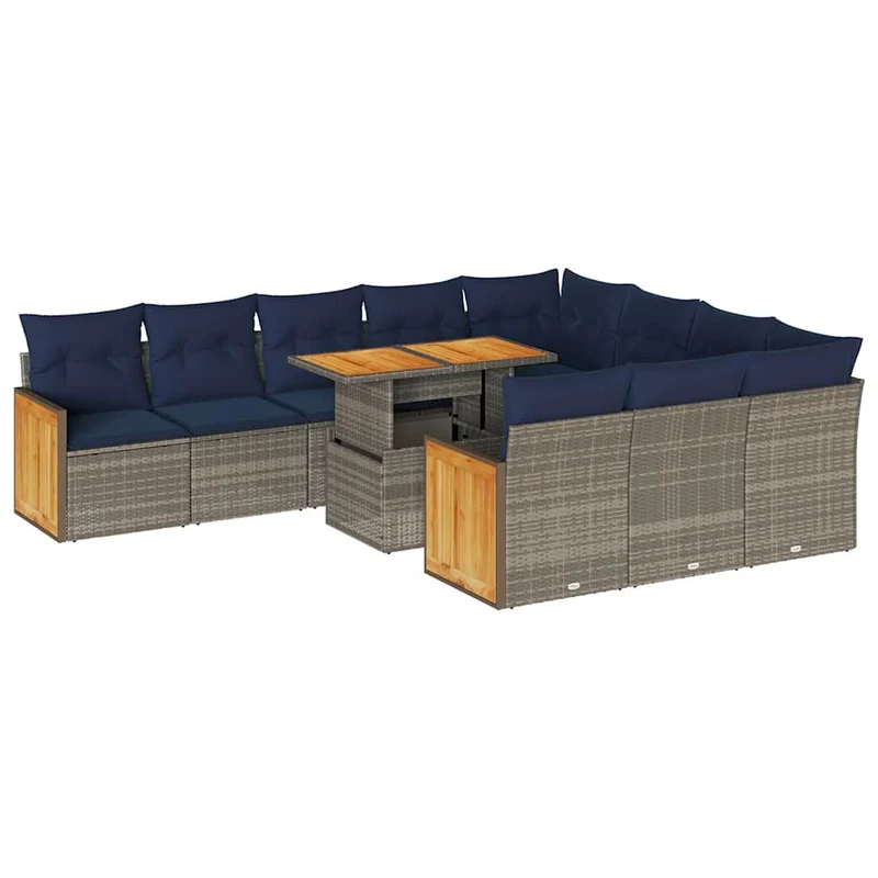 Lounge Tuinset – Loungeset – Tuinmeubelset – Zitgroep – Balkonset – Poly Rattan – 11-Delig – Inclusief Wasbare Kussenhoezen – Waterdichte Opbergtassen