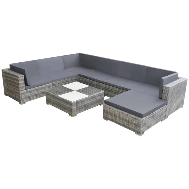 Loungebank – Loungeset – Tuinbank – Loungesofa – Buitenbank – Weerbestendig PE-Rattan – Gepoedercoat Stalen Frame – Inclusief Comfortabele Kussens – Grijs