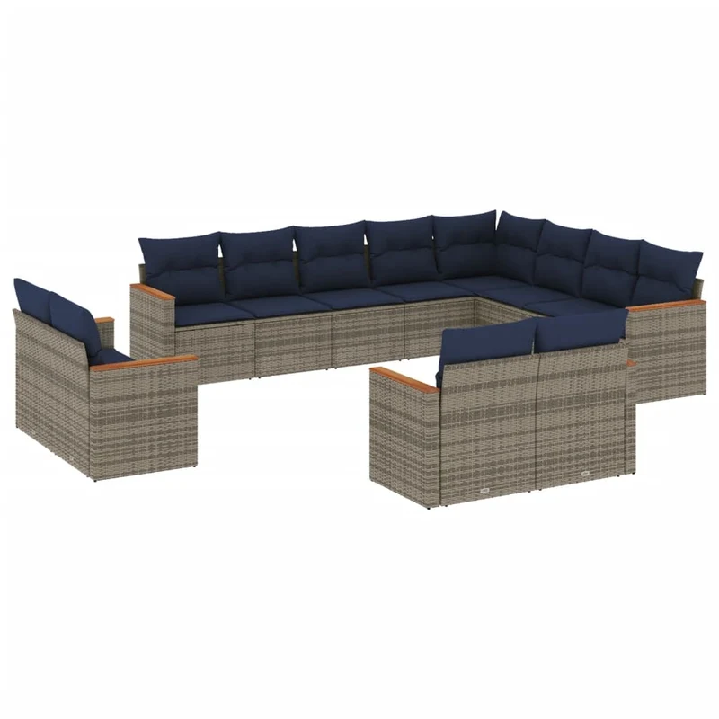 Tuinbankset – Buitenbank – Tuinset – Loungebank – Buitenmeubel – PE-Rattan – Poedergecoat Stalen Frame – Inclusief Wasbare Kussens – Grijs – Zonder Tafel