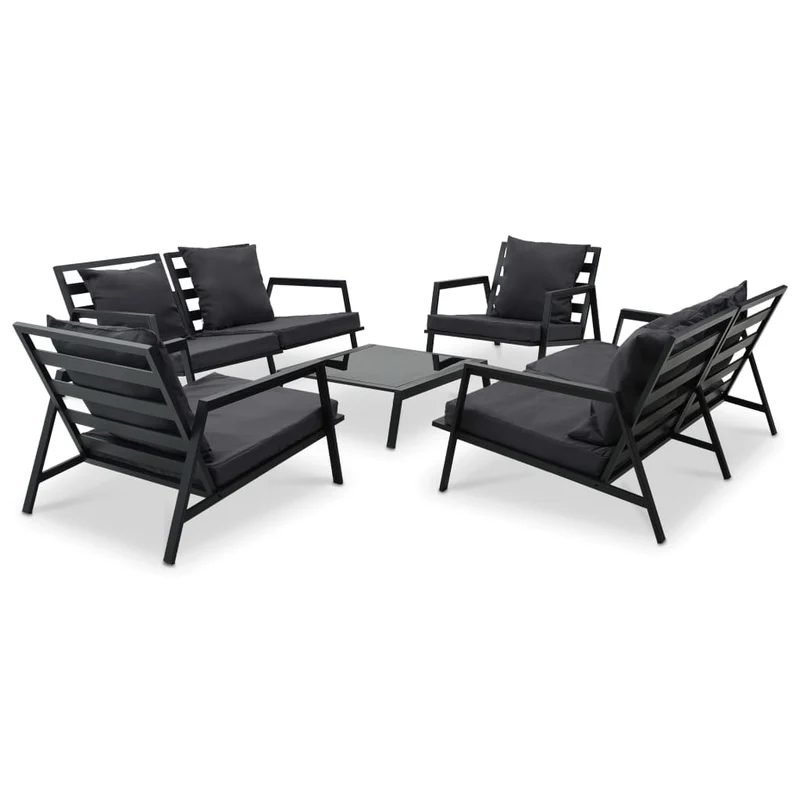 Loungeset – Tuinmeubelset – Loungeset Balkon – Loungehoek – Buitenmeubels – Gepoedercoat Aluminium – Afneembare Wasbare Kussenhoezen – Donkergrijs