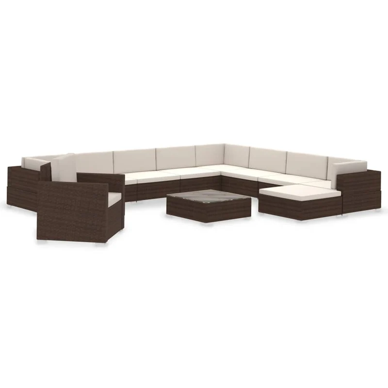 Loungekussen – Tuinkussen – Zitkussen – Rugkussen – Palletkussen – 12-delig – Polyester – 6 cm Dikte – Weerbestendig Polyester - Bruin