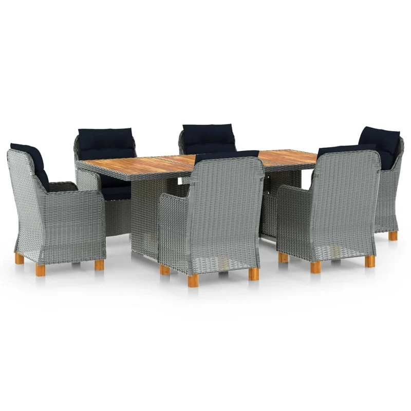 Tuinset – Buitenset – Tuinmeubilair – Eetset – Loungeset – Weerbestendig PE-Rattan – Acaciahouten Poten